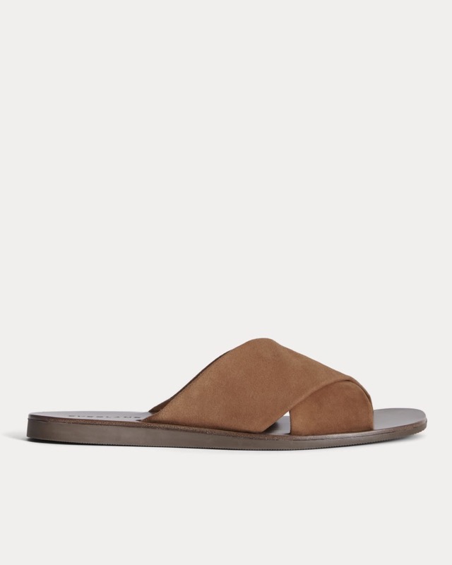 The Day Crossover Sandal | Saddle Brown Suede