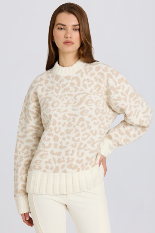 Jacquard-Knit Oversized Jumper in Ice